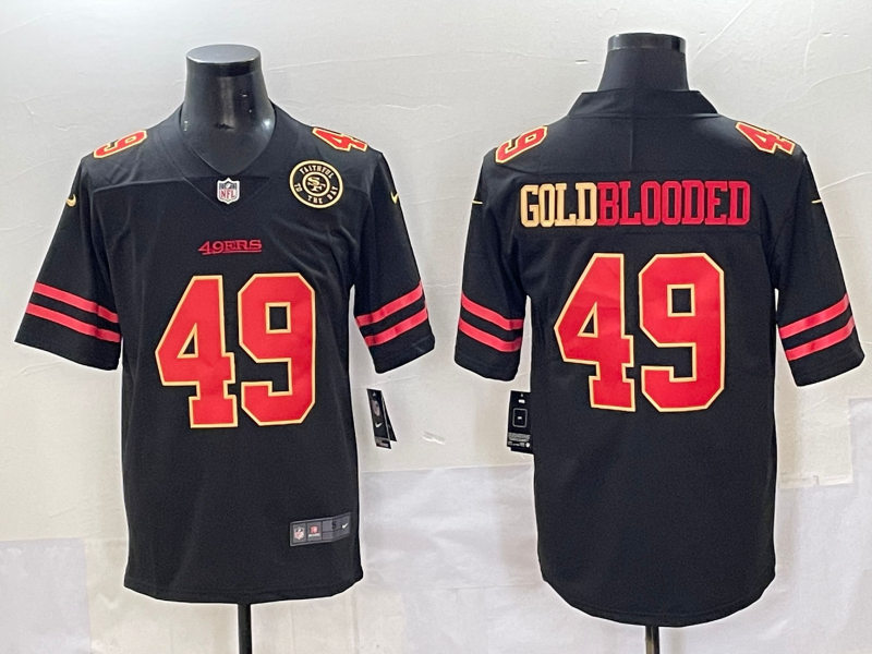 Men San Francisco 49ers #49 Goldblooded Black gold 2024 Nike Vapor Limited NFL Jersey style 016->san francisco 49ers->NFL Jersey